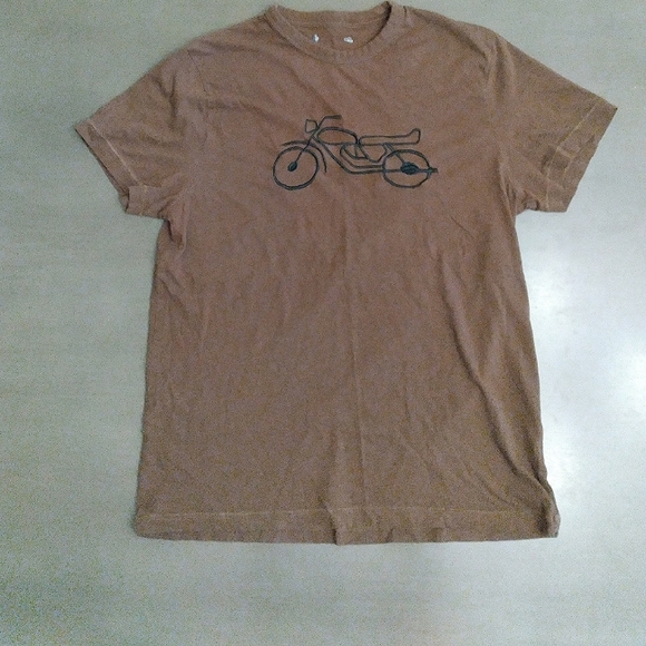 French Connection Embroidered Motorcycle Tee Shirt | Brown | Large - Picture 1 of 3